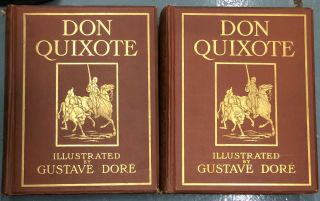 1906 Rare Don Quixote Gustave Dore Illustrated Large Folio 2 Vol Set