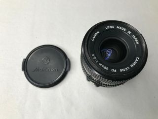 Vintage Canon Fd Mount F/2.  8 28mm Wide Angle Lens With End Caps Exc
