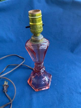 Vintage Pink Depression Glass Lamp