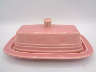 Vintage Homer Laughlin Fiesta Pink Rose Butter Dish 7 1/4 " L - 4 1/4 " W