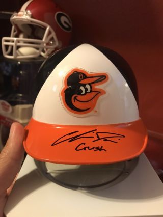 Chris Crush Davis Baltimore Orioles Signed Riddell Mini Helmet Rangers