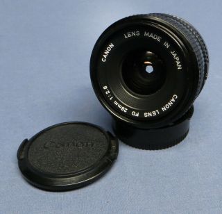 Vintage Canon Fd Mount F/2.  8 28mm Wide Angle Lens With End Caps Exc