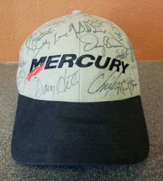 Mercury Boat Motors Fishing Signed Hat Cap Velcroback Vintage 36 Autographs Bass