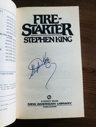 Signed Stephen King Firestarter First Edition Paperback Book