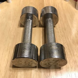 Vintage Bollinger Chrome Dumbbells Screw On Weights 2 - 5 Pounds Each