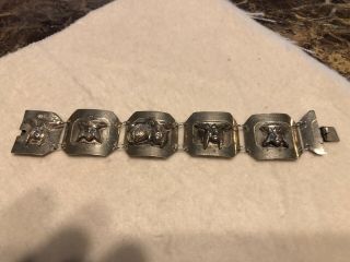 Vintage Sterling Silver Bracelet 925 Peru Panel 7”