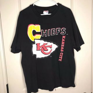 Kansas City Chiefs Vintage 90s Single Stitch Black Arrowhead T Shirt Size Xl