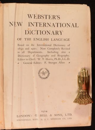 1924 1 Vol Webster ' s International Dictionary of the English Language 3