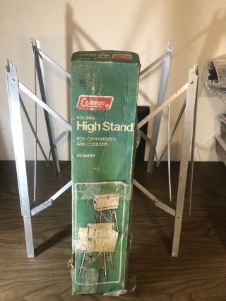 Vintage Coleman 591b499 Aluminum Folding Camp Stove,  Cooler Or Table High Stand