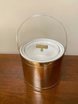 Vintage Georges Briard Gold Ice Bucket With Lucite Handle
