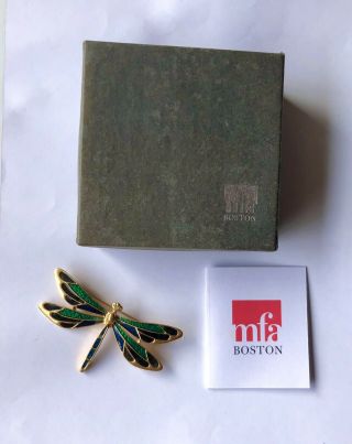 Vintage Museum Of Fine Art Boston Imperial Dragonfly Pin Brooch Box Paperwork