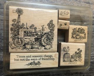 Stampin Up Times And Seasons Tractor Fall Harvest Vintage 1999 Rubber Stamp