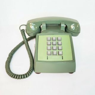 Vintage Avocado Green Western Electric Telephone Desk Phone Push Button Prop