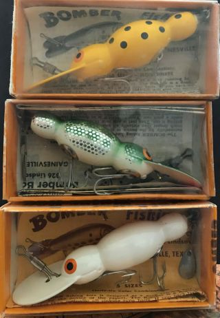 3 Serires 1500 Vintage Wooden " Bomber Water Dog " In Correct Box W/ Brochure
