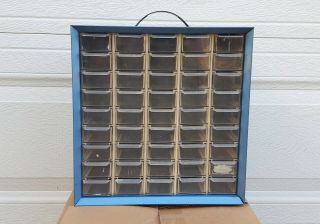 Vintage Blue Metal Akro - Mils 45 - Drawer Storage Cabinet Hardware Organizer Bin
