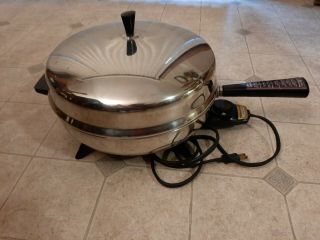 Vintage Faberware Electric Fry Pan 310 - A Stainless Steel 12” Skillet - Dome Lid