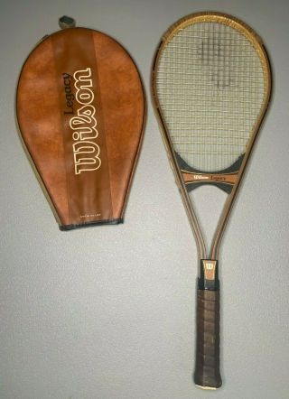 Vintage Wilson Legacy Tennis Racket W/ Case,  Medium 4 5/8 Made In Usa