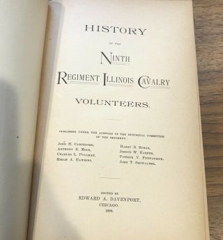 History Of The Ninth Regiment Illinois Cavalry 1st Ed 1888 - Ill - Davenport War