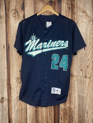 Vintage 90s Ken Griffey Jr 24 Seattle Mariners True Fan Baseball Jersey 1997 M