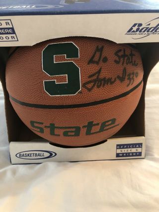 Michigan State Tom Izzo Autographed Block S Basketball Msu Sparty