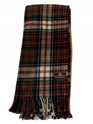 Vintage Luckenbooth Pure Wool Scottish Plaid Tartan Fringe Picnic Throw Blanket