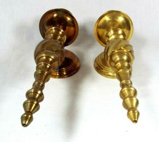 Vintage Solid Twisted Brass Sconce Wall Hanging Taper Candle Holders 12 