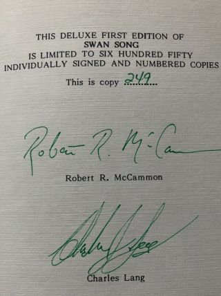 Robert McCammon Swan Song Signed,  Limited Edition in Slipcase Dark Harvest 2