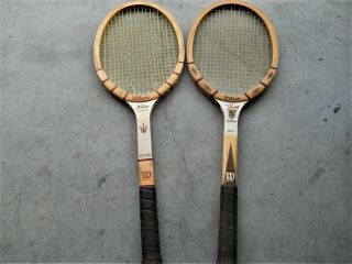 2 Vintage Wood Wilson Jack Kramer,  Stan Smith Autograph Tennis Racquets Rackets