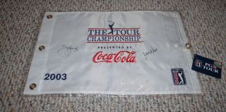 2003 The Pga Tour Championship Golf Pin Flag Signed By Mike Weir & Jim Furyk