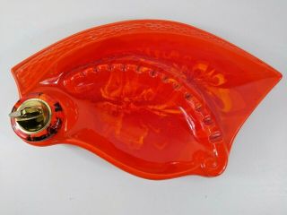 Vintage California Pottery Ashtray W Matching Lighter Ceramic Orange Glaze 308