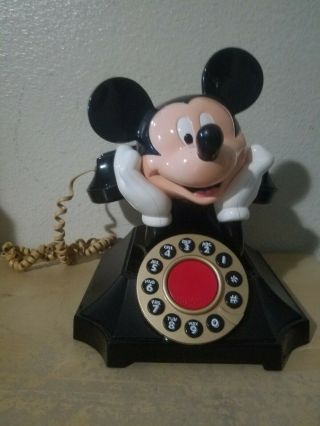 Vintage Talking Mickey Mouse Desk Push Button Phone Telephone By Telamania