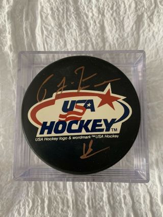 Pat Lafontaine Signed Usa Hockey Puck Rangers Sabres Hof