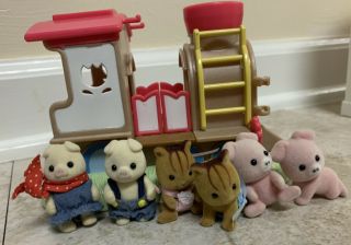 Calico Critters Sylvanian Families Baby Train Playground With 6 Babies