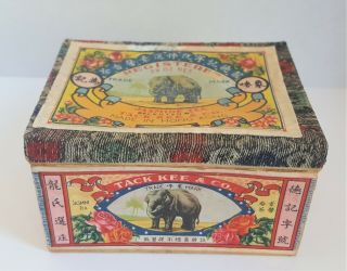 Vintage Tack Kee & Co Jasmine Tea Empty Box Hong Kong Elephant Duck Thick Paper