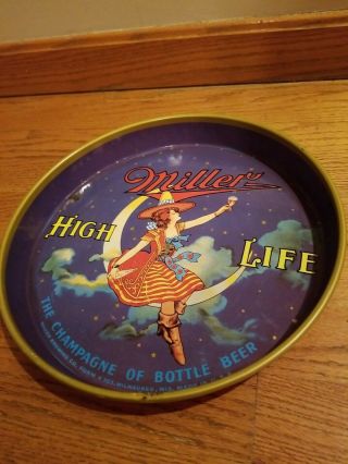 Miller High Life Vintage Girl On Moon Looking Up - Beer Tray (12 ")