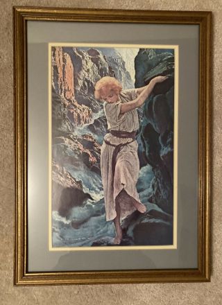 Vintage Maxfield Parrish Lithograph From " The Canyon " Framed In Vg