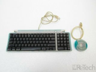 Vintage Apple Keyboard M2452 Round Puck Mouse M4848 Bondi Blue Teal