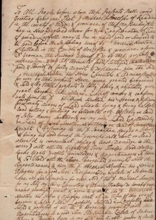 1752 Colonial Document Reading Massachusetts Signed By Michael Sweetser