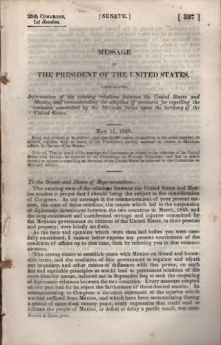 Mexican War / Message Of The President Of The United States Communicating 1st Ed