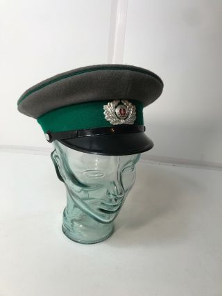 East German Military Police Hat - Vintage Green Black Grey