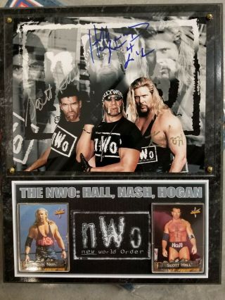 Hulk Hogan Scott Hall Kevin Nash Signed 8x10 Photo And Plaque