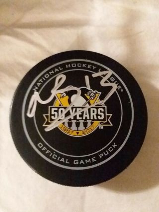 Nick Bonino Signed Autograph Pittsburgh Penguins 50th Official Game Puck 2017
