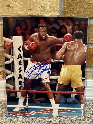 Larry Holmes Signed Auto 8x10 Photo " Peace 99 " Inscribed Hw Boxing Champ Hof 430