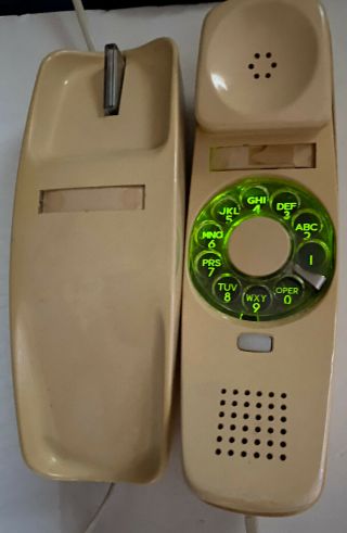 Vintage Beige Western Electric Trimline Rotary Phone Bell System W Lighted Dial