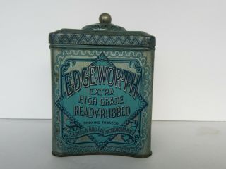 Vintage Edgeworth Ready Rubbed Tobacco Lidded Tin Humidor Cannister (vg Cond)