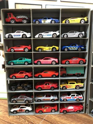 43 Vintage Assorted Hot Wheels Vehicles With Display Case