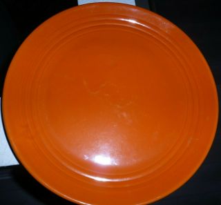 Vintage Bauer Pottery Ring Ware Orange Red Chop Plate 14 " - Hard To Find
