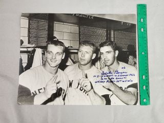 Clete Boyer Signed,  Mickey Mantle,  Roger Maris Autographed 11x14 Photo