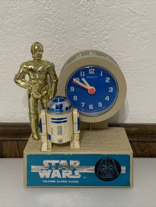 Vintage 1980 Star Wars C3po R2 - D2 Quartz Talking Alarm Clock - Bradley Time Div.