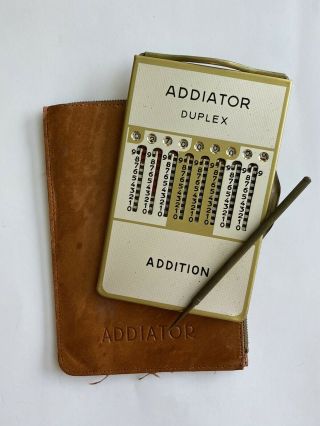 Addiator Duplex Vintage Mechanical Calculator Made In Germany Leather Case